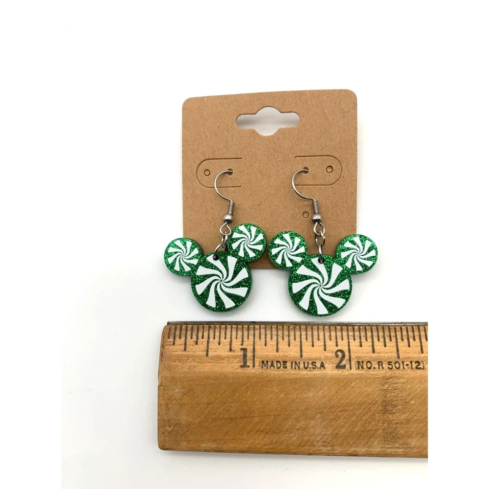 Christmas Earrings Lot 6‎ Pairs Mickey Peppermint Candy Cane Santa Tree